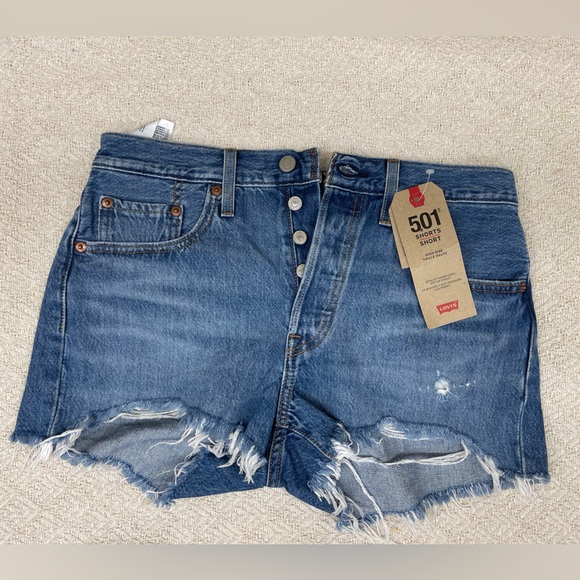 Levi's 501 Original Shorts Blue 28 - Picture 4 of 5